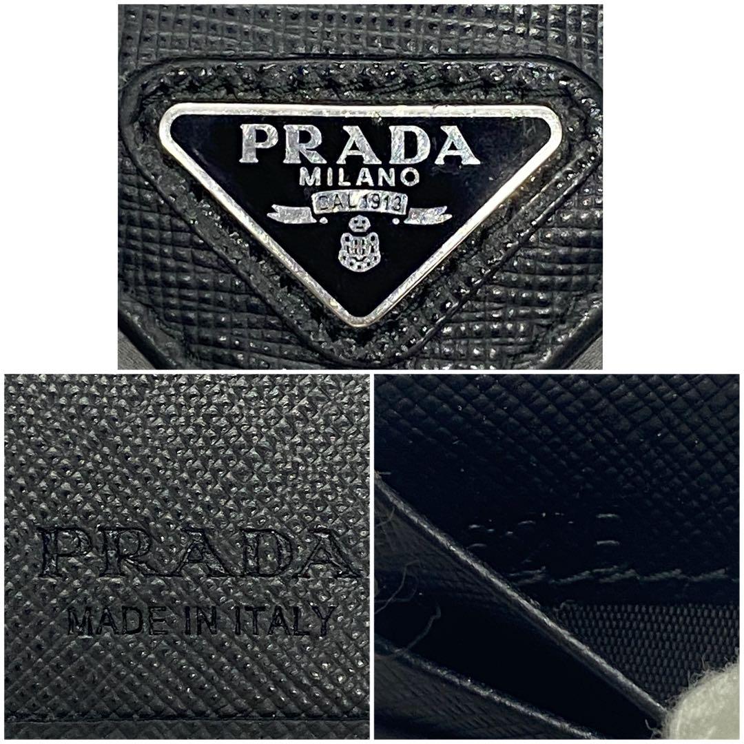 RFID搭載✨プラダ　二つ折り　マネークリップ　三角ロゴ　サフィアーノ　ブラック
