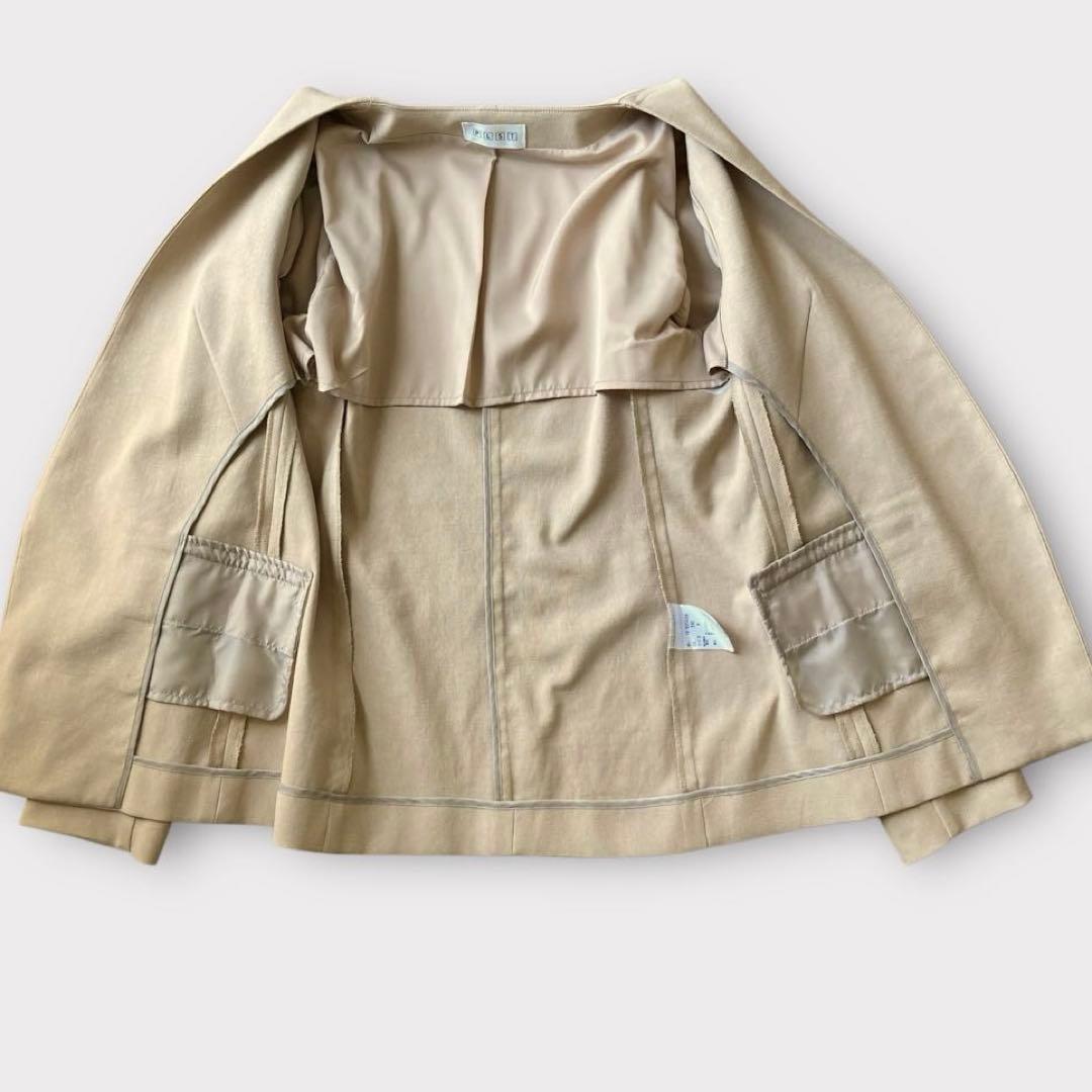 【美品】PLST(プラステ) リネンブレンド ノーカラー スーツ 上下セット