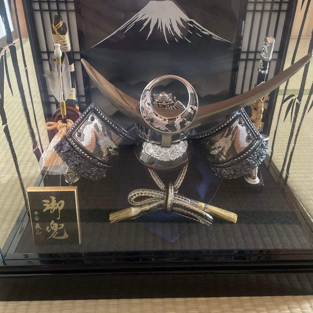 五月人形 武士の兜 ガラスケース付き