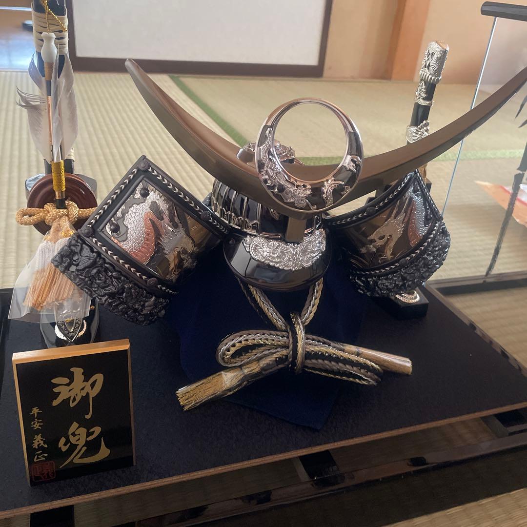 五月人形 武士の兜 ガラスケース付き