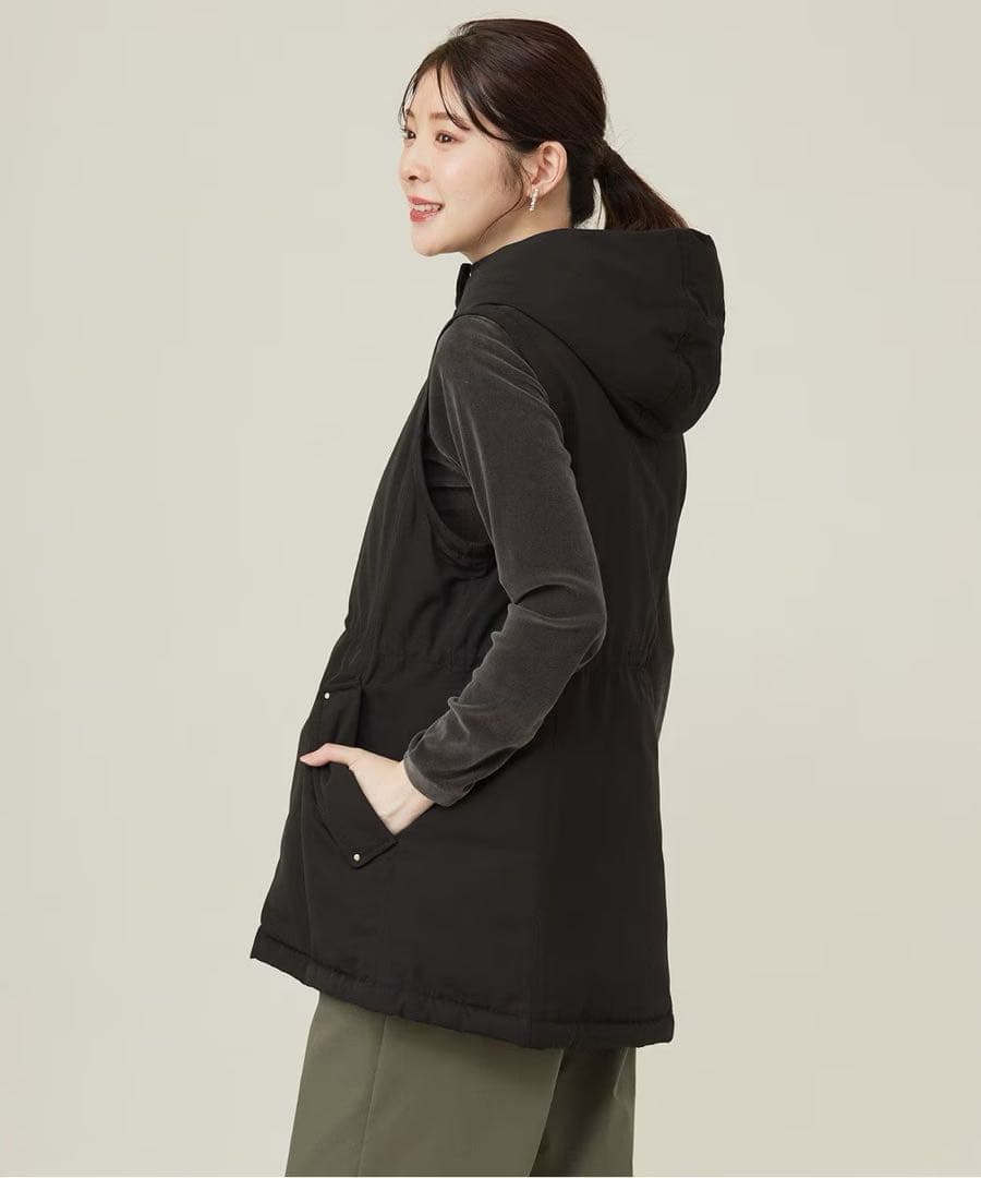 【新品タグ付】ANY SIS 2WAYドロストフーディミドル ダウン ベージュ