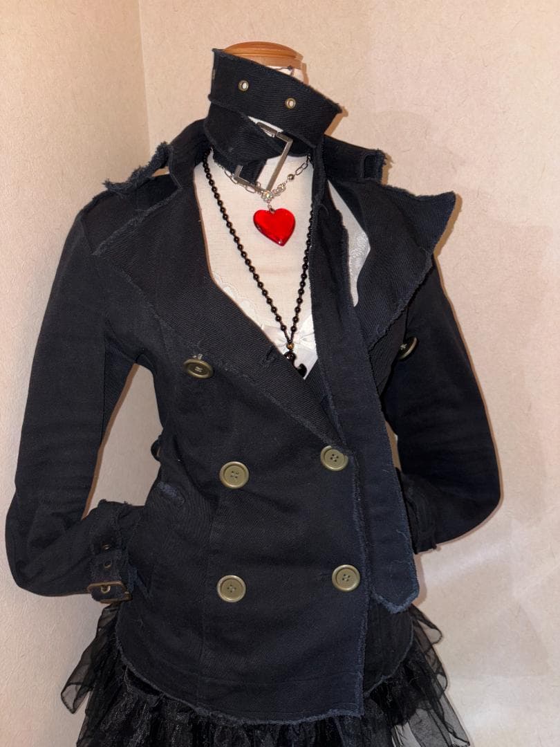 y2k パンクロック 黒 ビッグボタン スタッズチョーカー ベルト 平成ギャル