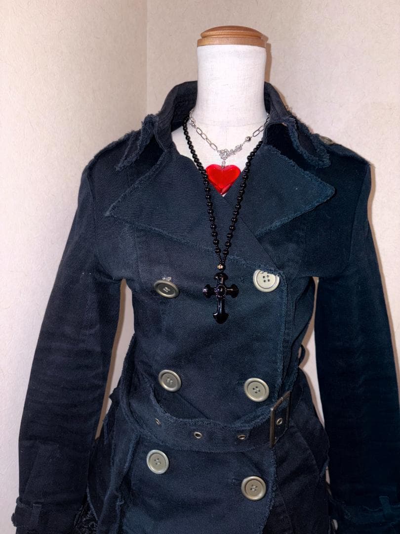 y2k パンクロック 黒 ビッグボタン スタッズチョーカー ベルト 平成ギャル