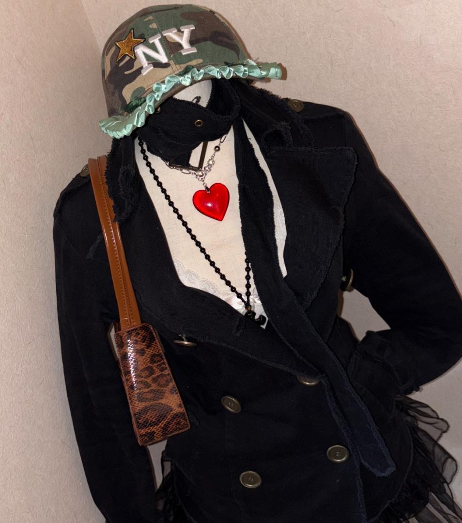 y2k パンクロック 黒 ビッグボタン スタッズチョーカー ベルト 平成ギャル