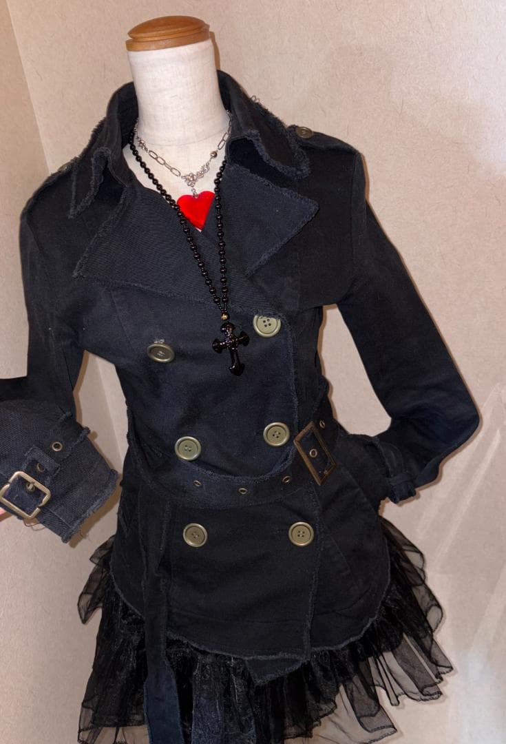 y2k パンクロック 黒 ビッグボタン スタッズチョーカー ベルト 平成ギャル