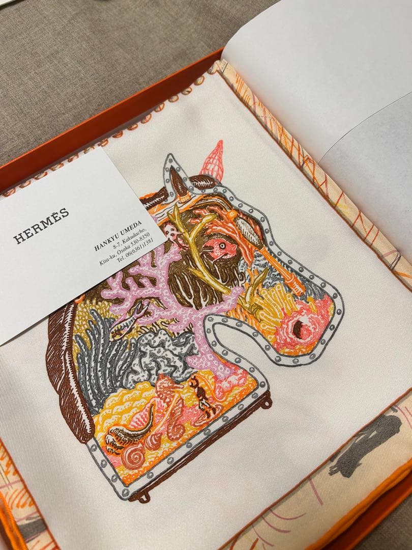 エルメススカーフ Chevaloscope シュヴァロスコープカレ90 オレンジ