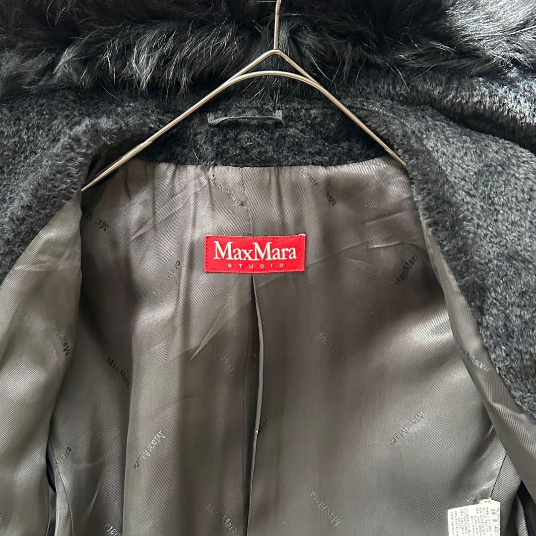 定価25万 極美品 マックスマーラ ロングコート アルパカ ベルト フード