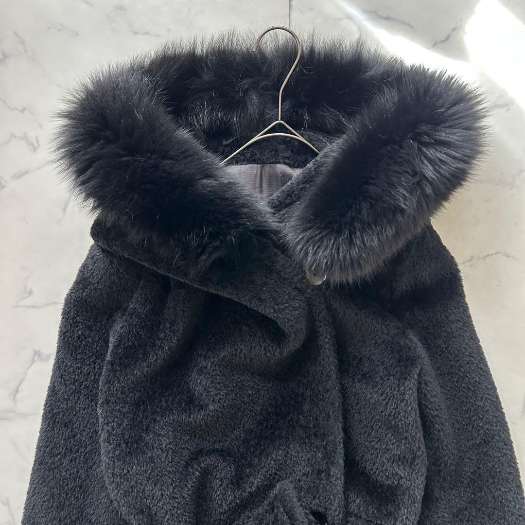 定価25万 極美品 マックスマーラ ロングコート アルパカ ベルト フード