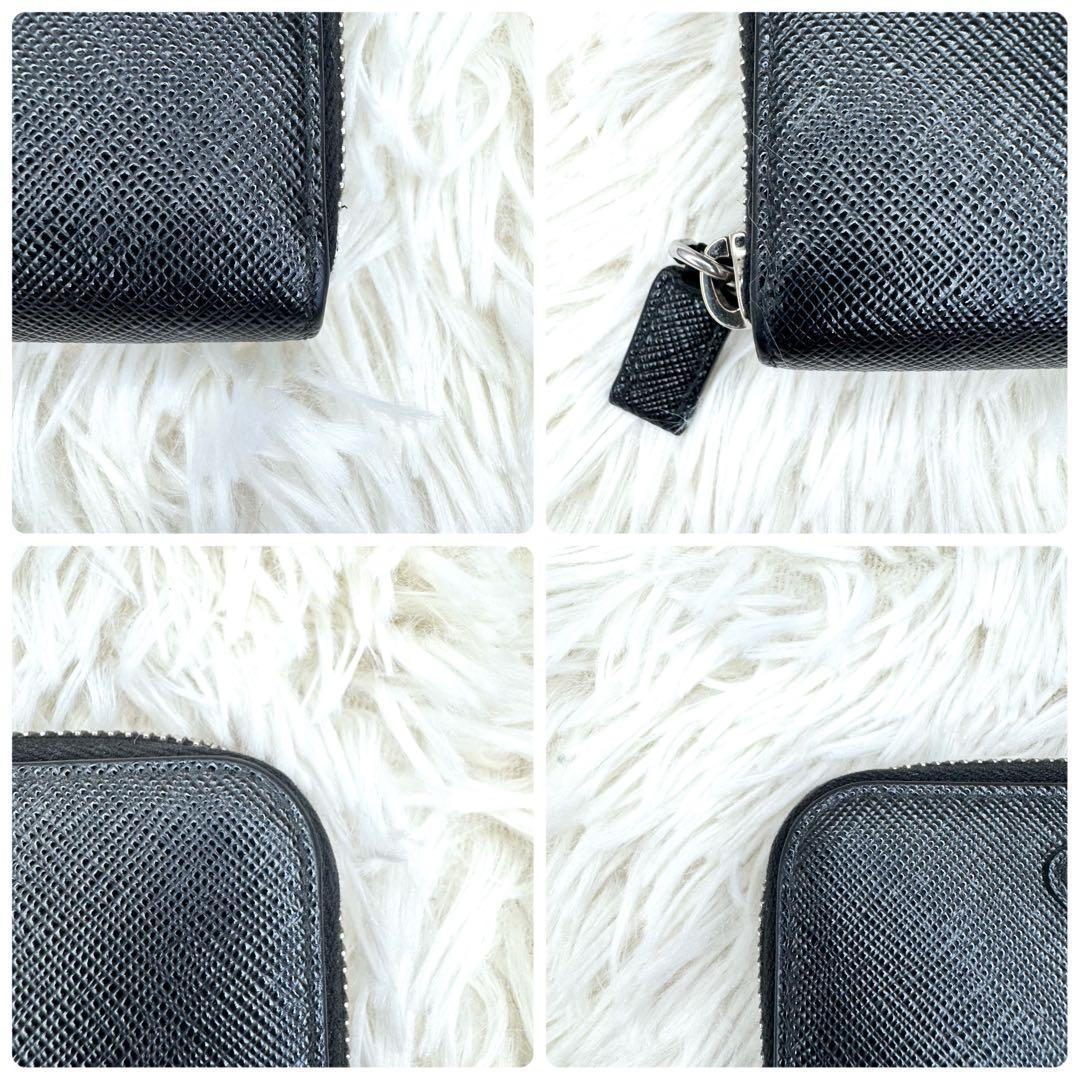 美品 現行 PRADA サフィアーノトライアングル ケースRFID搭載