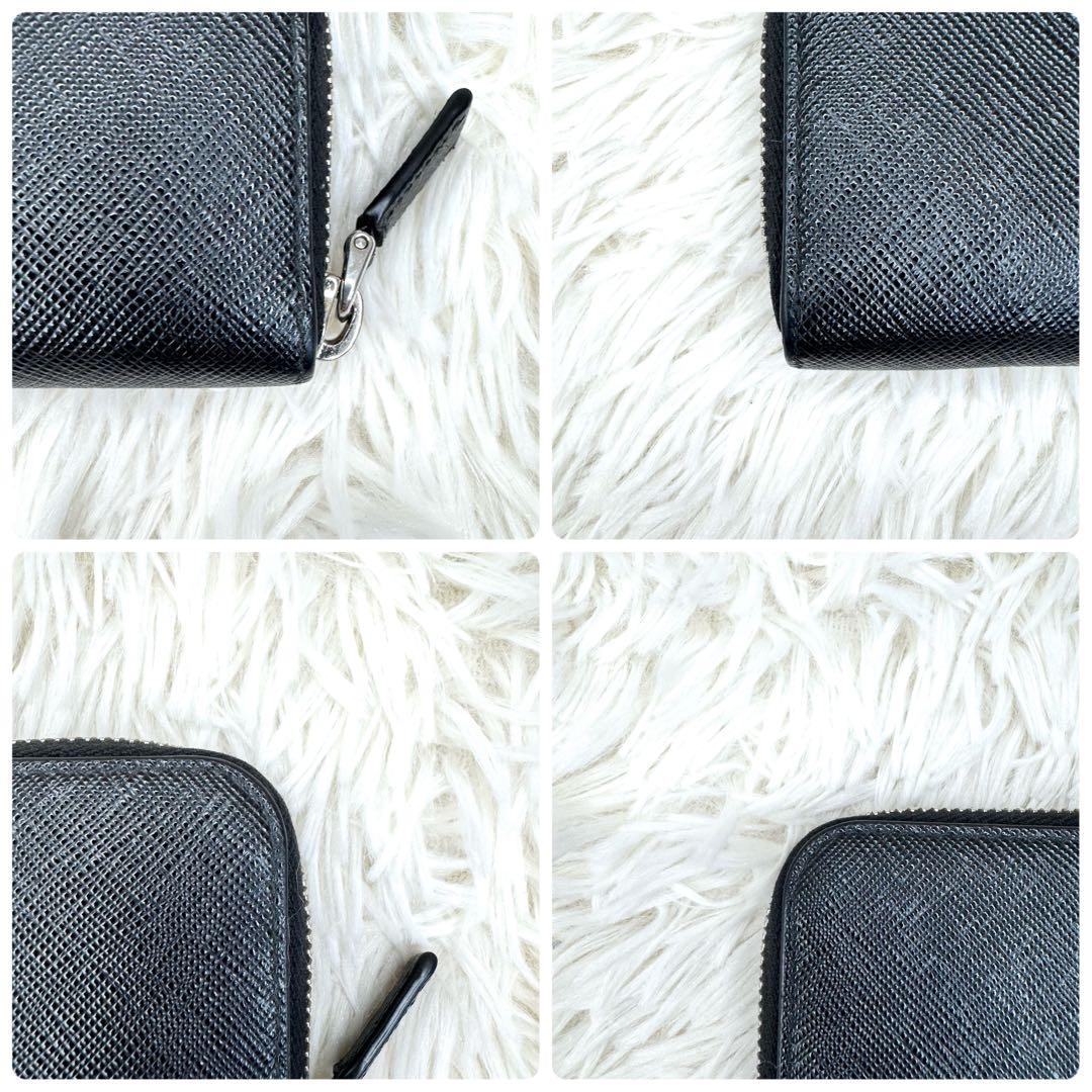 美品 現行 PRADA サフィアーノトライアングル ケースRFID搭載