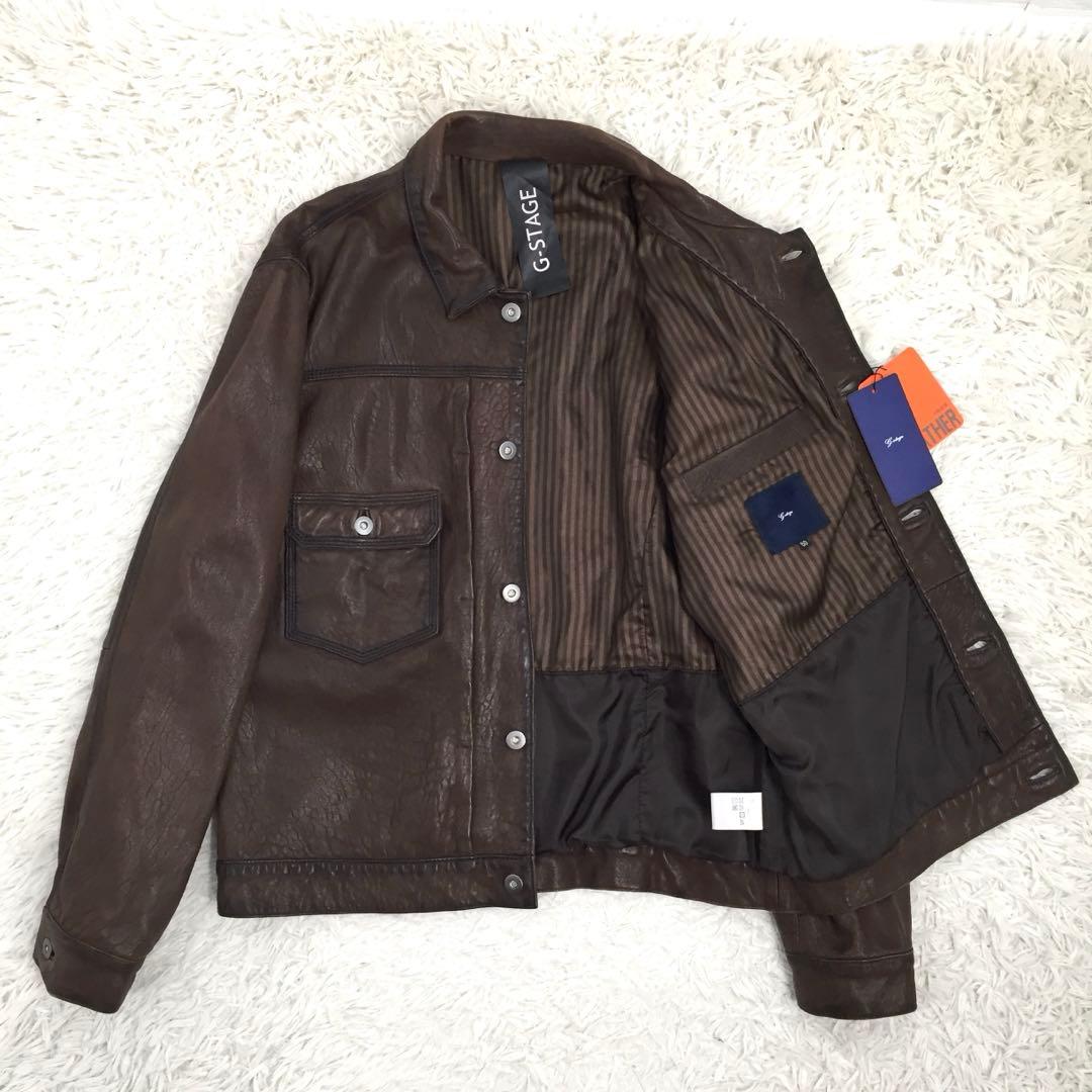 【タグ付未使用】G-STAGE ジーステージ ラムレザー 本革 ジャケット XL