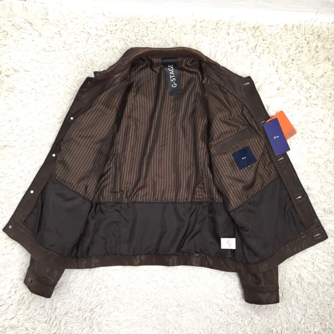【タグ付未使用】G-STAGE ジーステージ ラムレザー 本革 ジャケット XL
