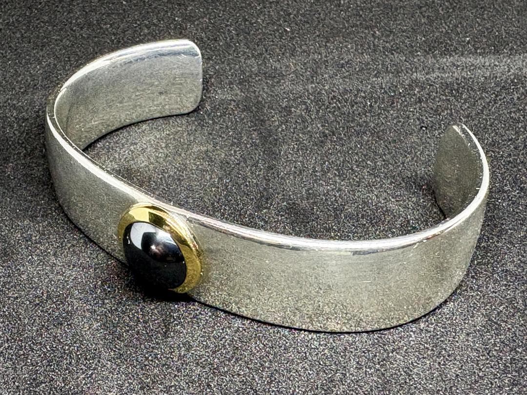 【ヴィンテージ ティファニー】シルバー/ゴールド ヘマタイト バングル 男女兼用