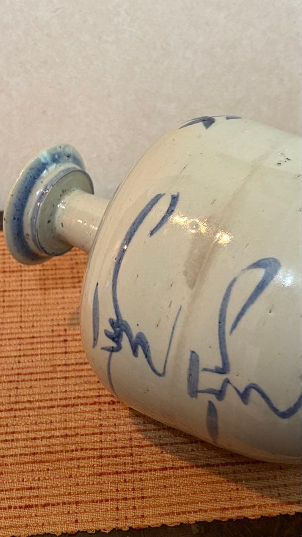 古民具　古染付　水柱　酒壺　白磁 清時代　中国美術　骨董