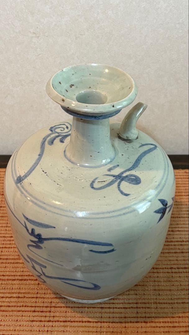 古民具　古染付　水柱　酒壺　白磁 清時代　中国美術　骨董