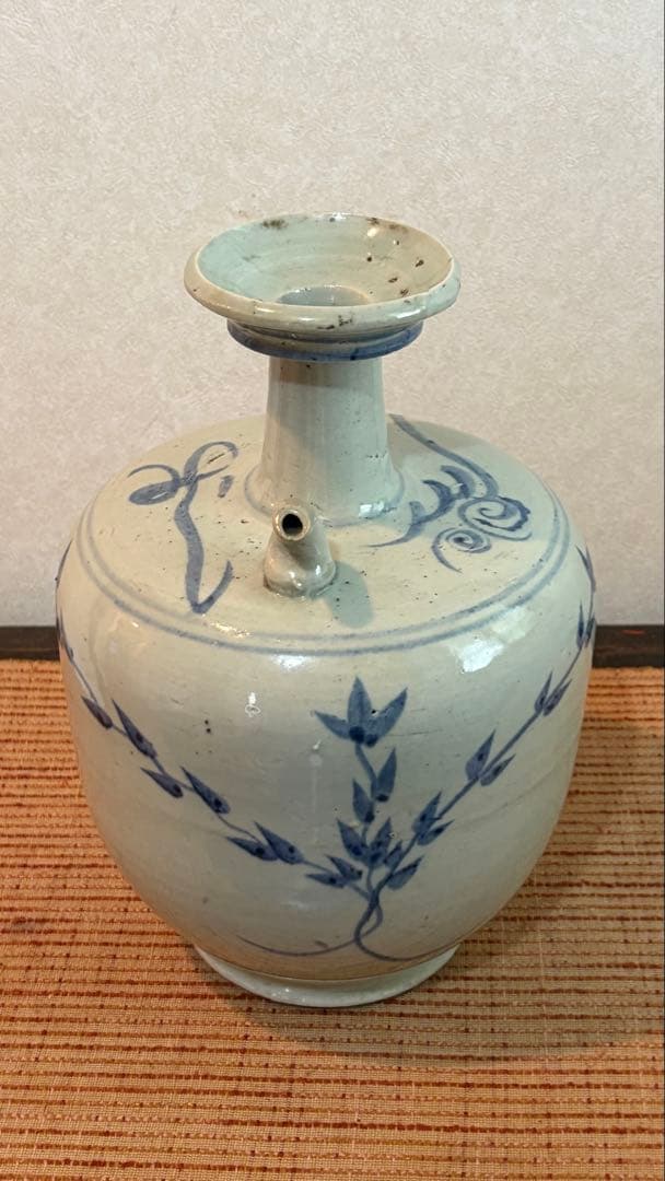古民具　古染付　水柱　酒壺　白磁 清時代　中国美術　骨董