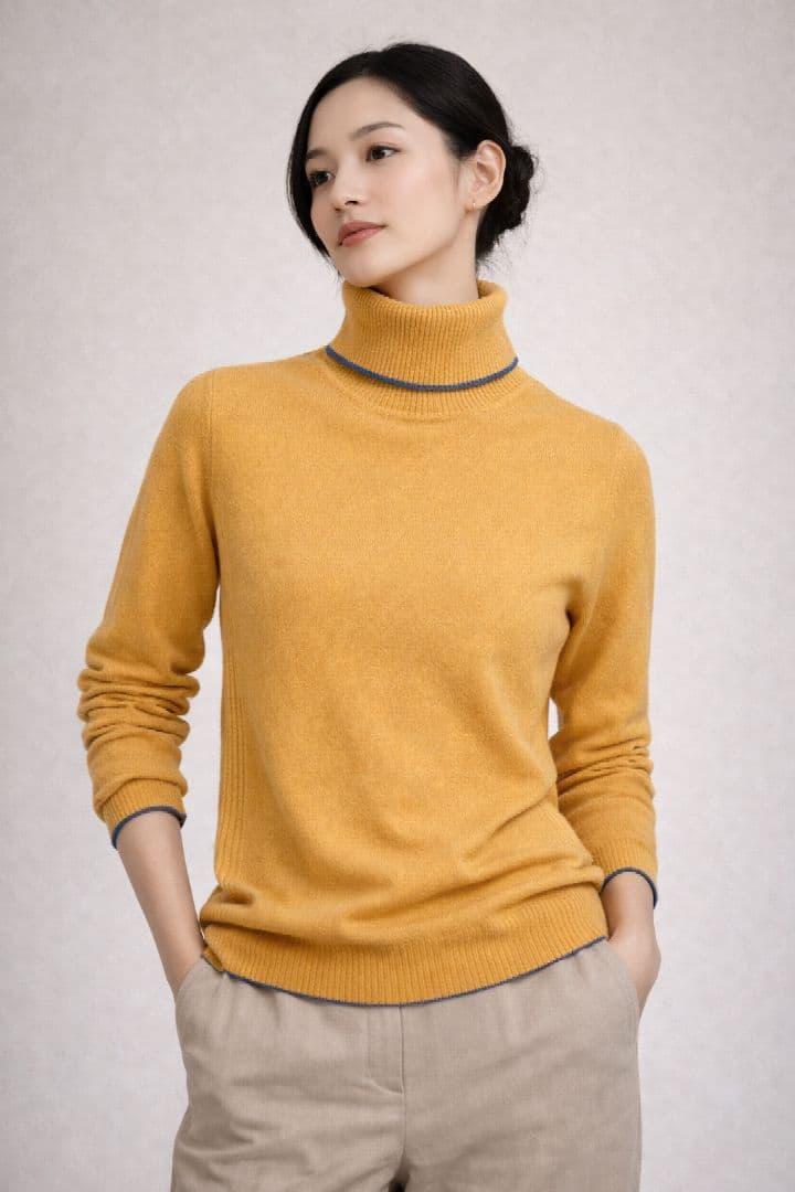 カシミヤ100％ モンゴル製 タートルネックニット S 美品