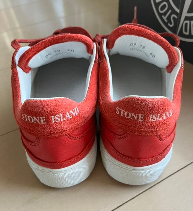 希少❣️ストーンアイランド レザー スニーカー 40 ロッソ　箱付