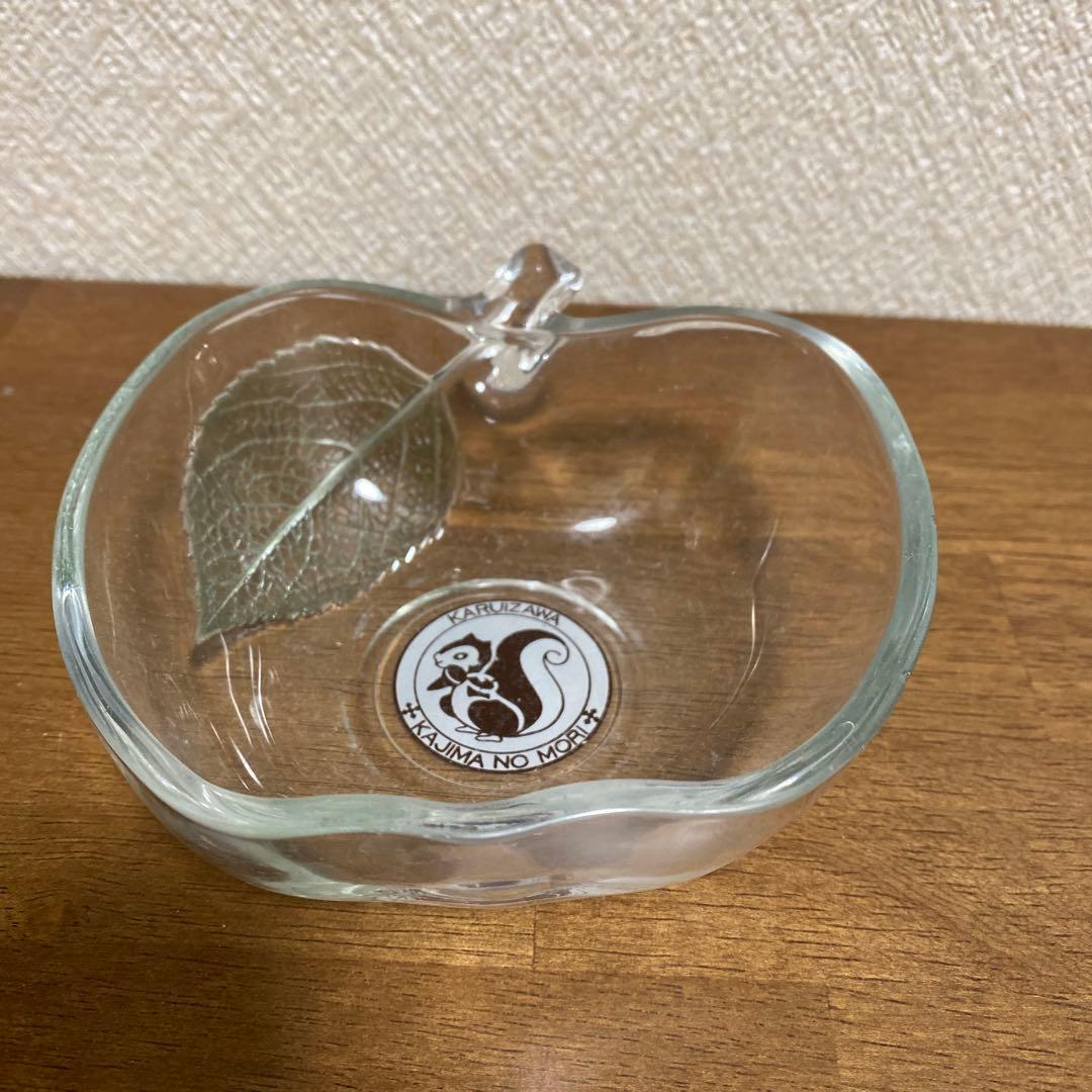 リンゴ型ガラス皿　アンティーク