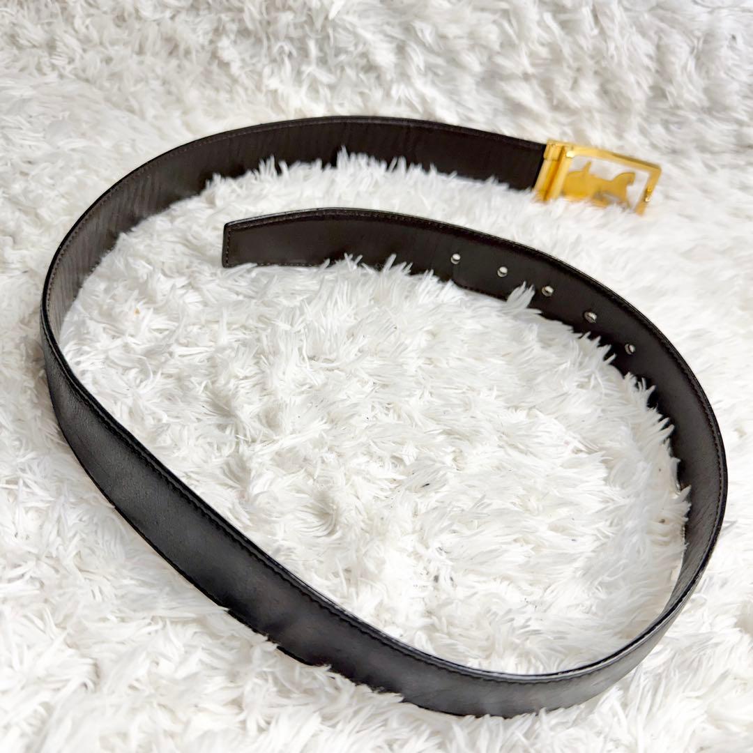 【美品】CELINE セリーヌ ベルト 馬車金具 ゴールド リバーシブル