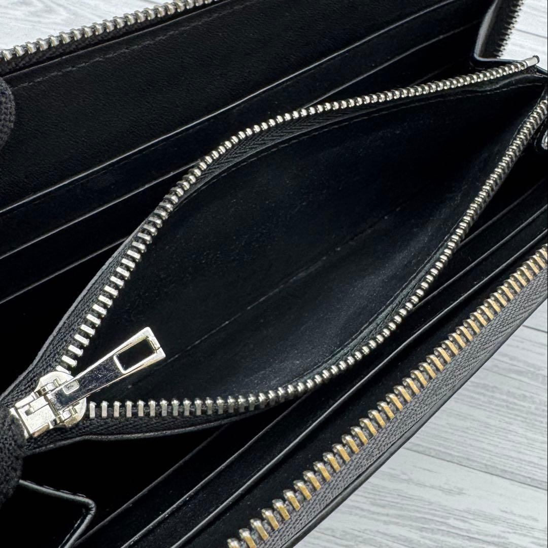 【美品】LOEWE アナグラム ジップアラウンド 長財布　グレー　レザー