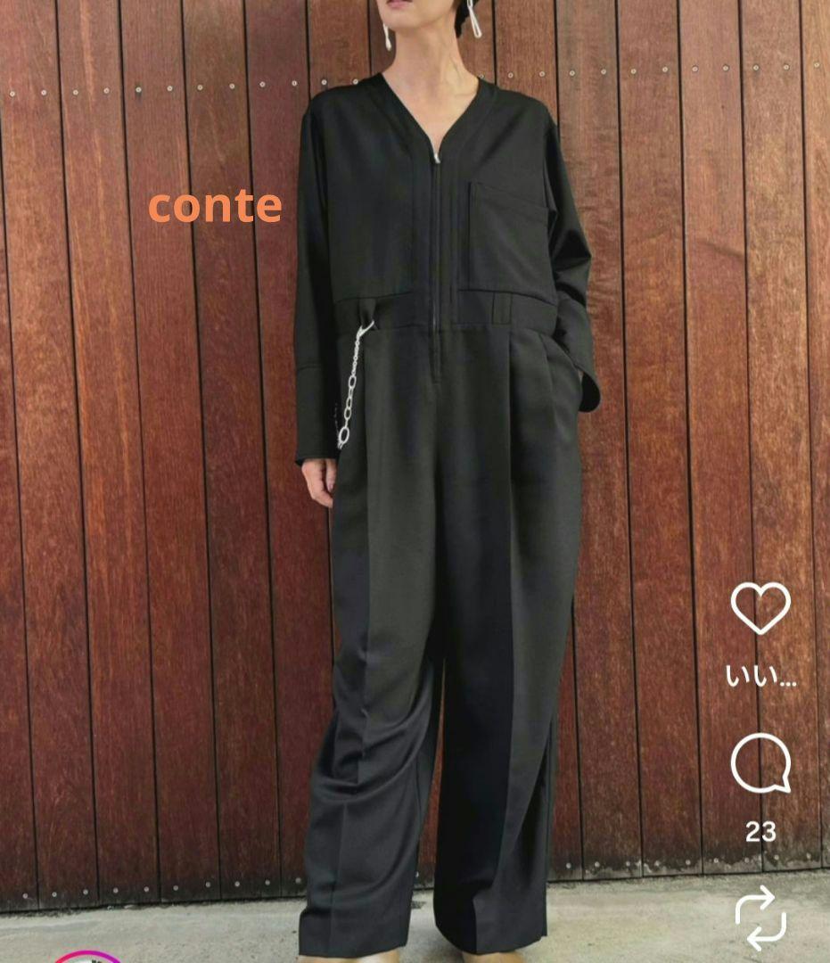 コンテ　辺見えみり　Vネック オールインワン　ブラック
