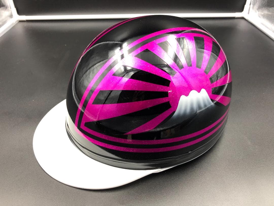 コルク半　カスタム　富士日章　三つボタン　ブラックピンク　ラメ　文字無　送料無料