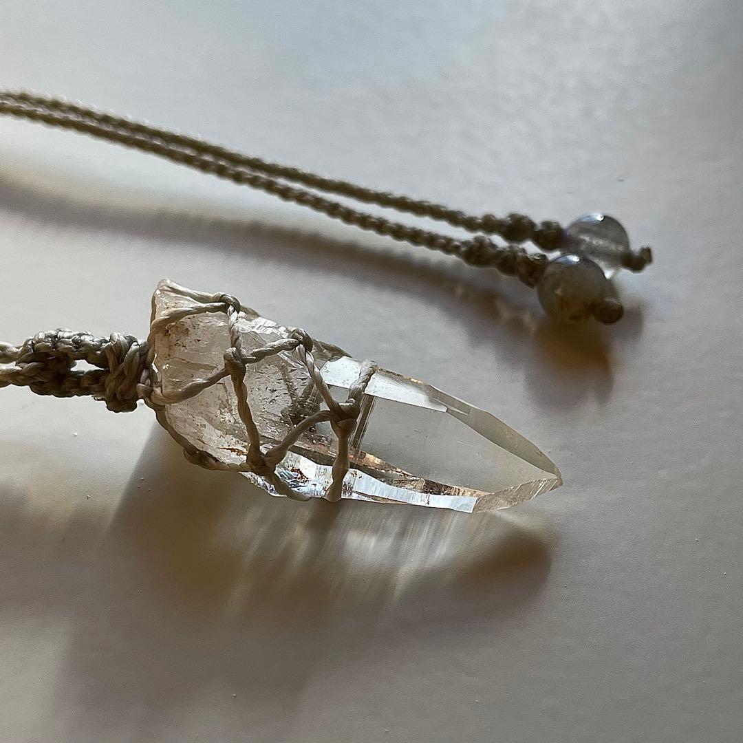 ヒマラヤ水晶 ガネッシュヒマール ＊ マクラメペンダント ネックレス ①