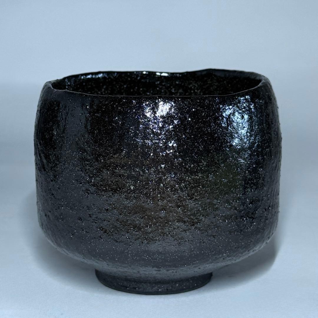 楽焼 長次郎写 禿 黒楽 茶碗 佐々木 昭楽 抹茶碗 茶道具 楽茶碗 共箱 共布