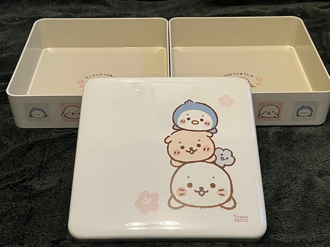 匿名配送　しろたんおせち2025 重箱／有田焼取り皿／しろたんちりめんマスコット