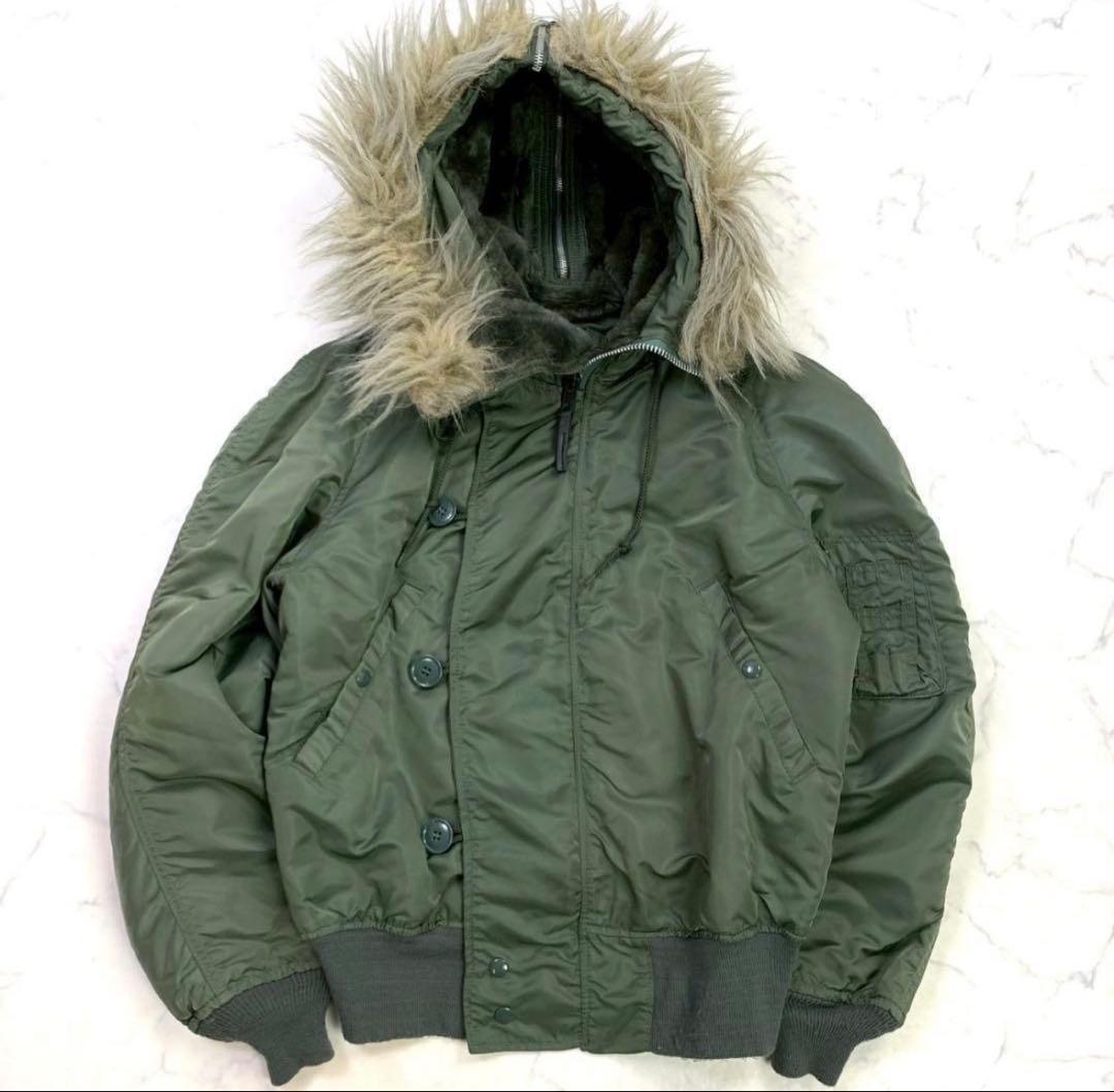 90s USA製 アルファ N-2B フライトジャケット カーキ S　D529
