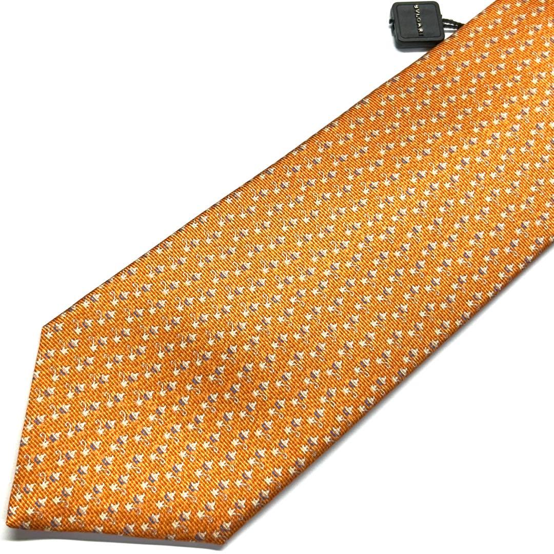 【新品タグ付き✨】ブルガリ ネクタイ オレンジ セッテピエゲ 肉厚 ハロウィン