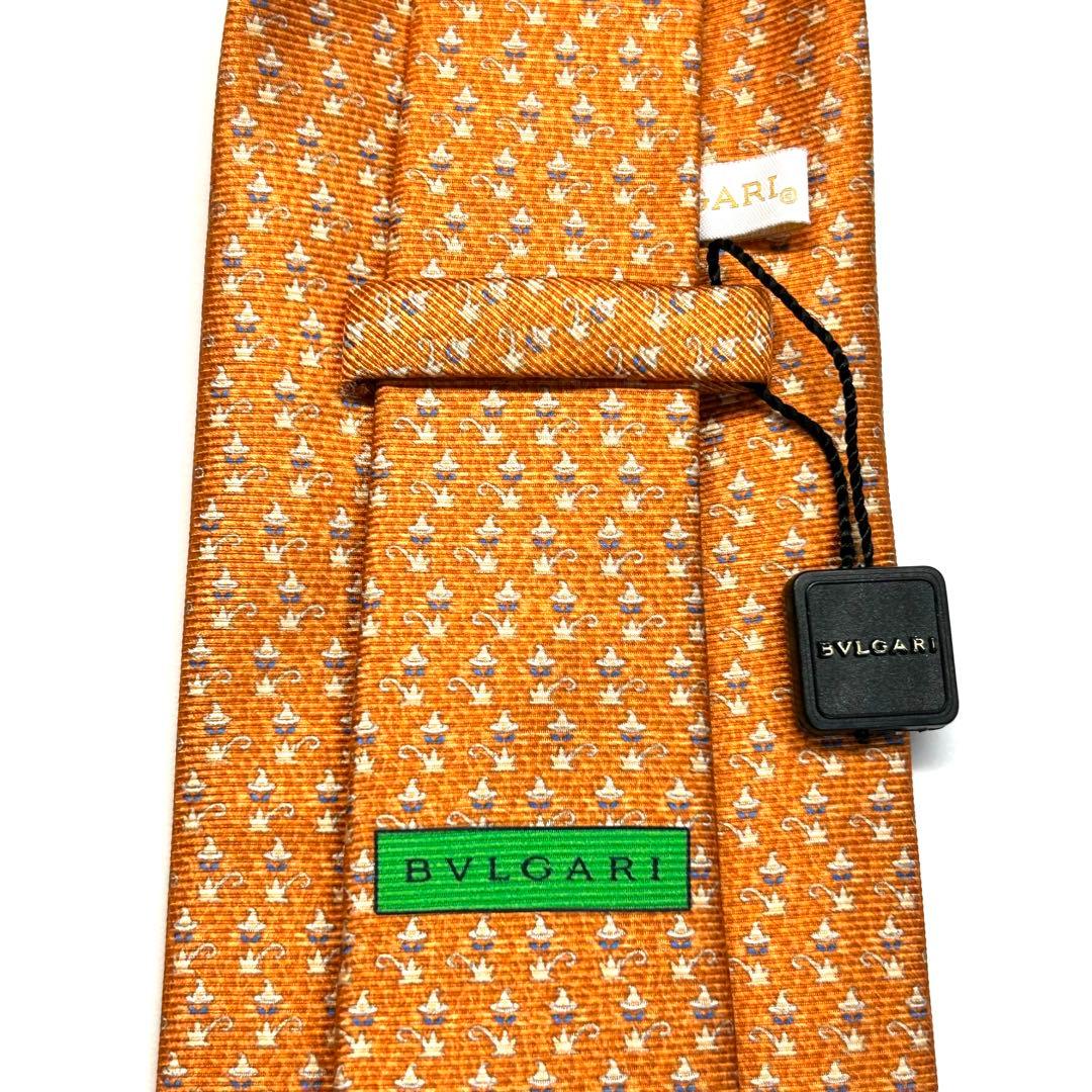 【新品タグ付き✨】ブルガリ ネクタイ オレンジ セッテピエゲ 肉厚 ハロウィン