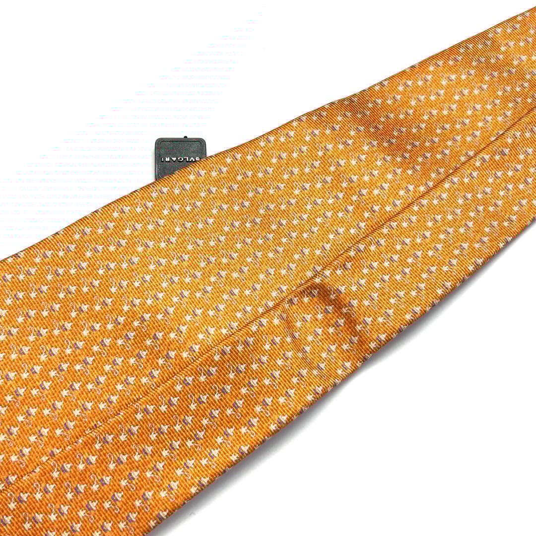 【新品タグ付き✨】ブルガリ ネクタイ オレンジ セッテピエゲ 肉厚 ハロウィン