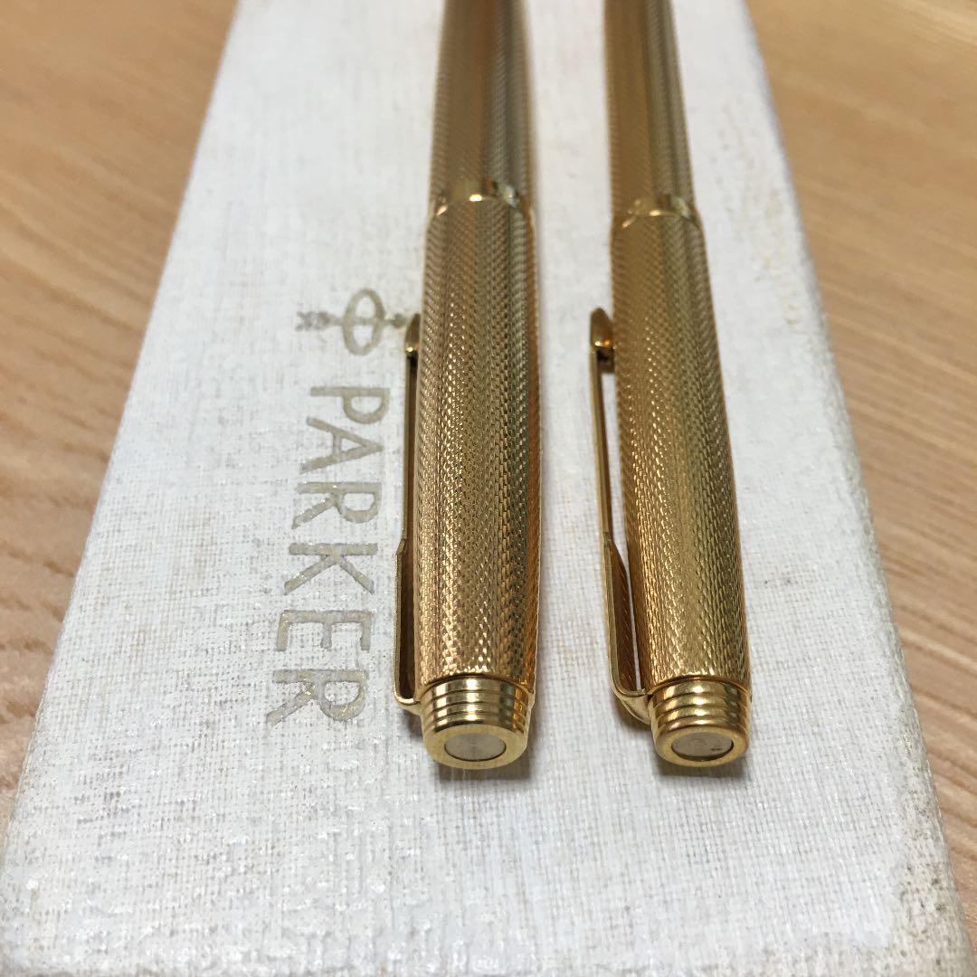 【希少】PARKER フランス製14K （585刻印）万年筆 ボールペンセット