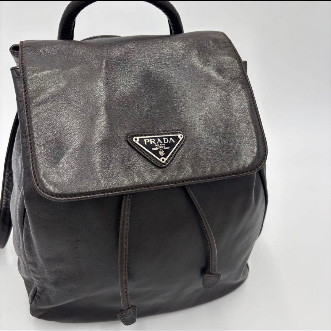 極美品 PRADA オールレザー リュック ブラック