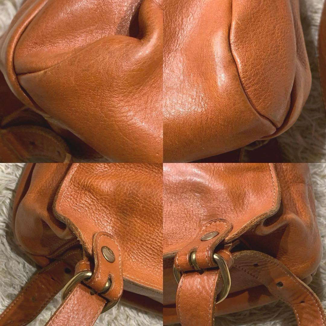 asa　イルビゾンテ リュック オールレザー ロゴ型押し ブラウン