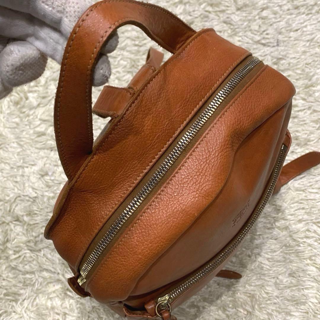 asa　イルビゾンテ リュック オールレザー ロゴ型押し ブラウン