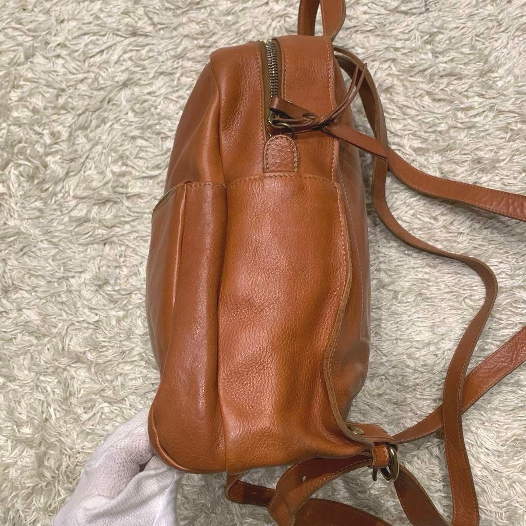 asa　イルビゾンテ リュック オールレザー ロゴ型押し ブラウン