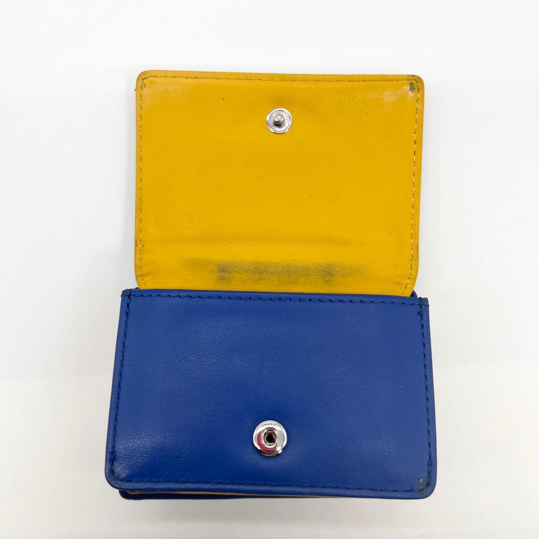 【希少✨完売品】ディーゼル　三つ折り財布　1DR　Dロゴ　レザー　ブルー　イエロ