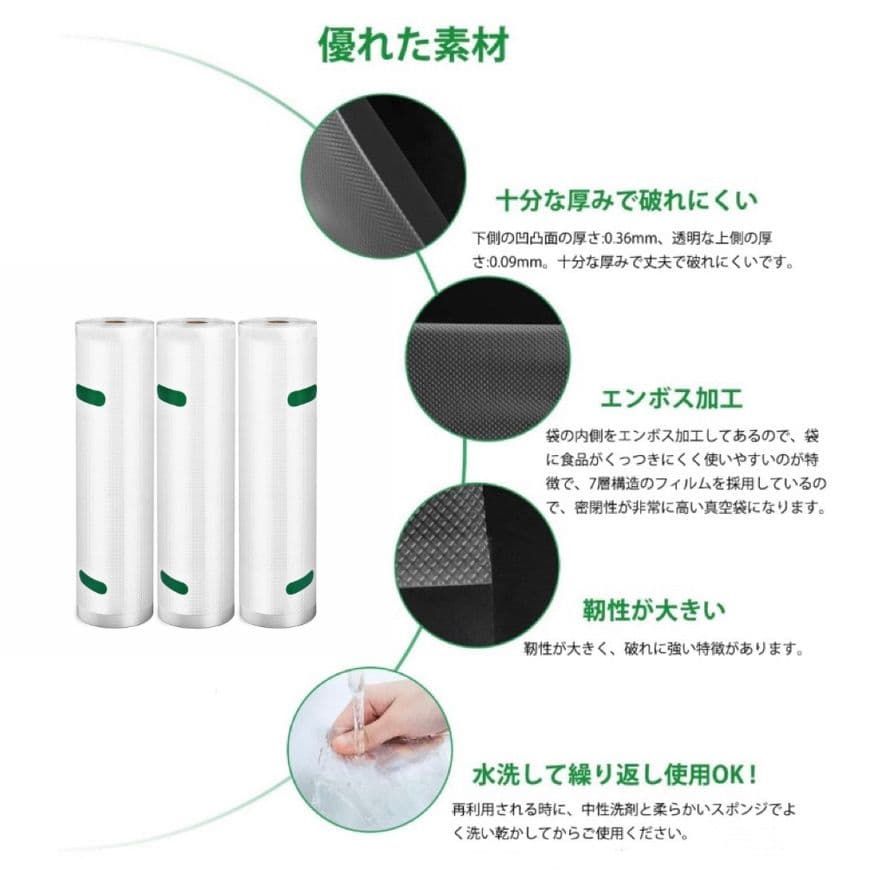 真空パックロール エンボス加工 真空パック機専用袋 25x500cm 24本