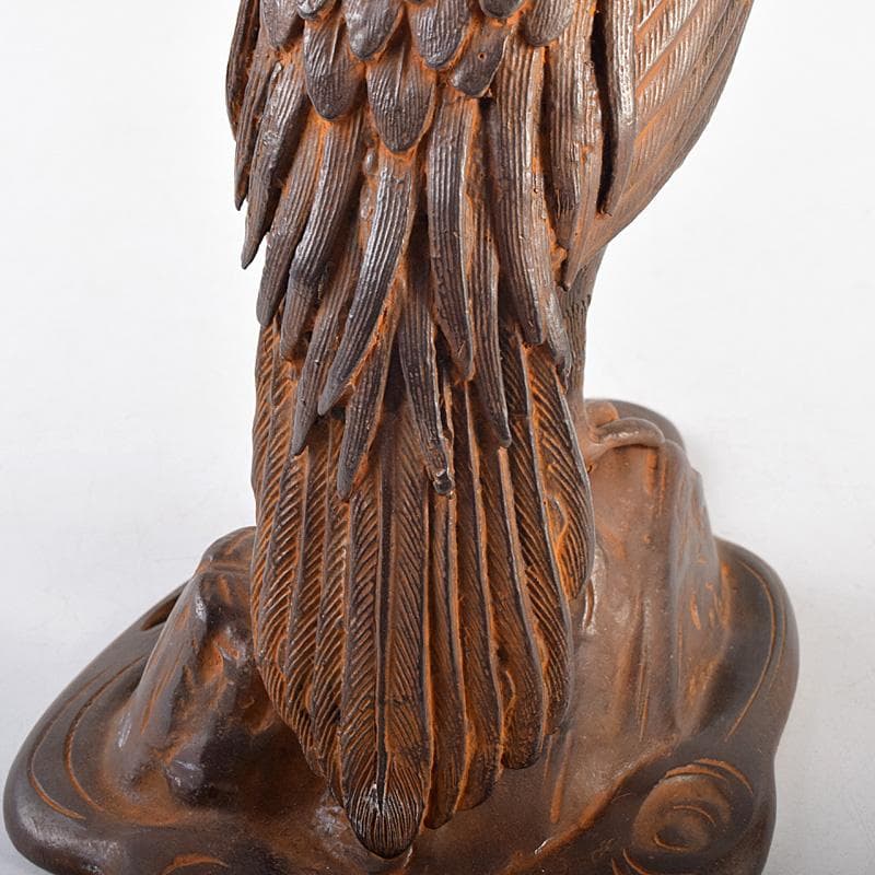 龍ちゃん　時代金工　蝋型鋳銅　古銅　鷹　香炉　置物　U　R8804