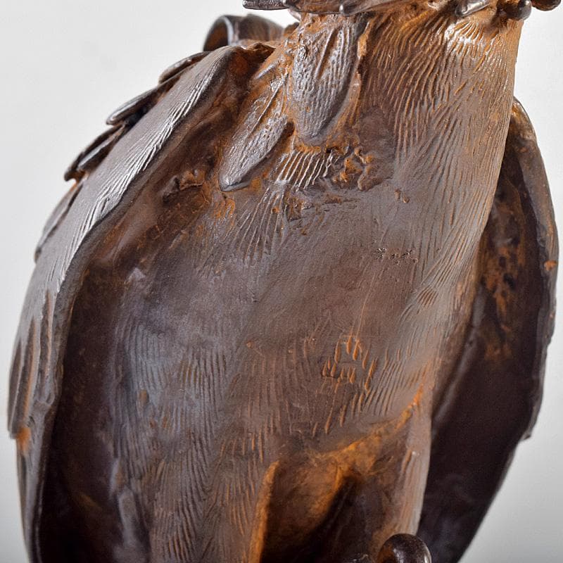 龍ちゃん　時代金工　蝋型鋳銅　古銅　鷹　香炉　置物　U　R8804