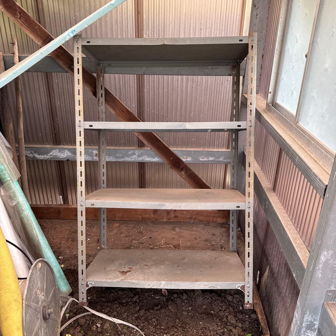 古道具　3段スチールラック グレー 【屋外用にお勧め】