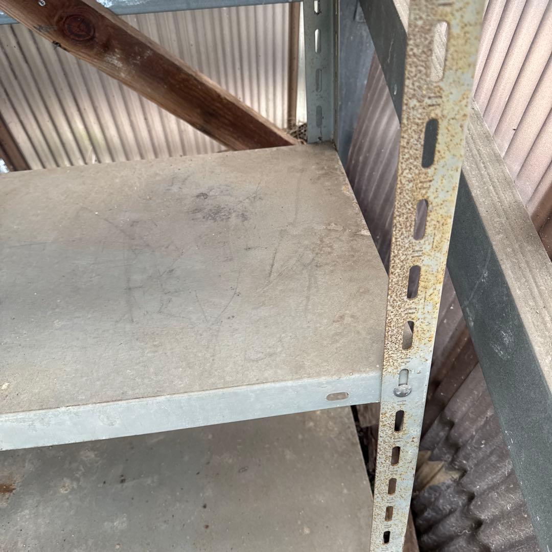 古道具　3段スチールラック グレー 【屋外用にお勧め】