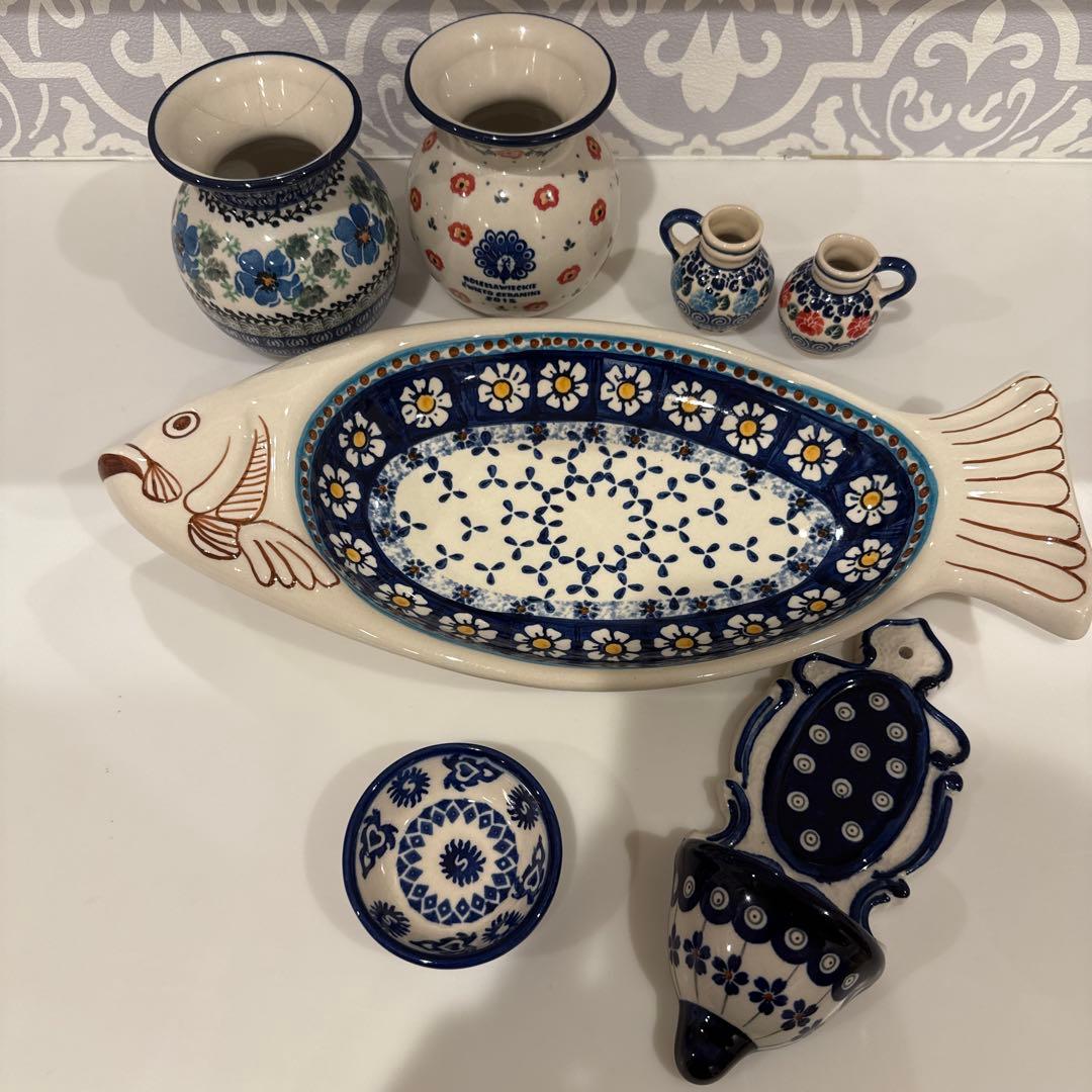 ポーリッシュポタリー　魚形　花瓶　おまとめ