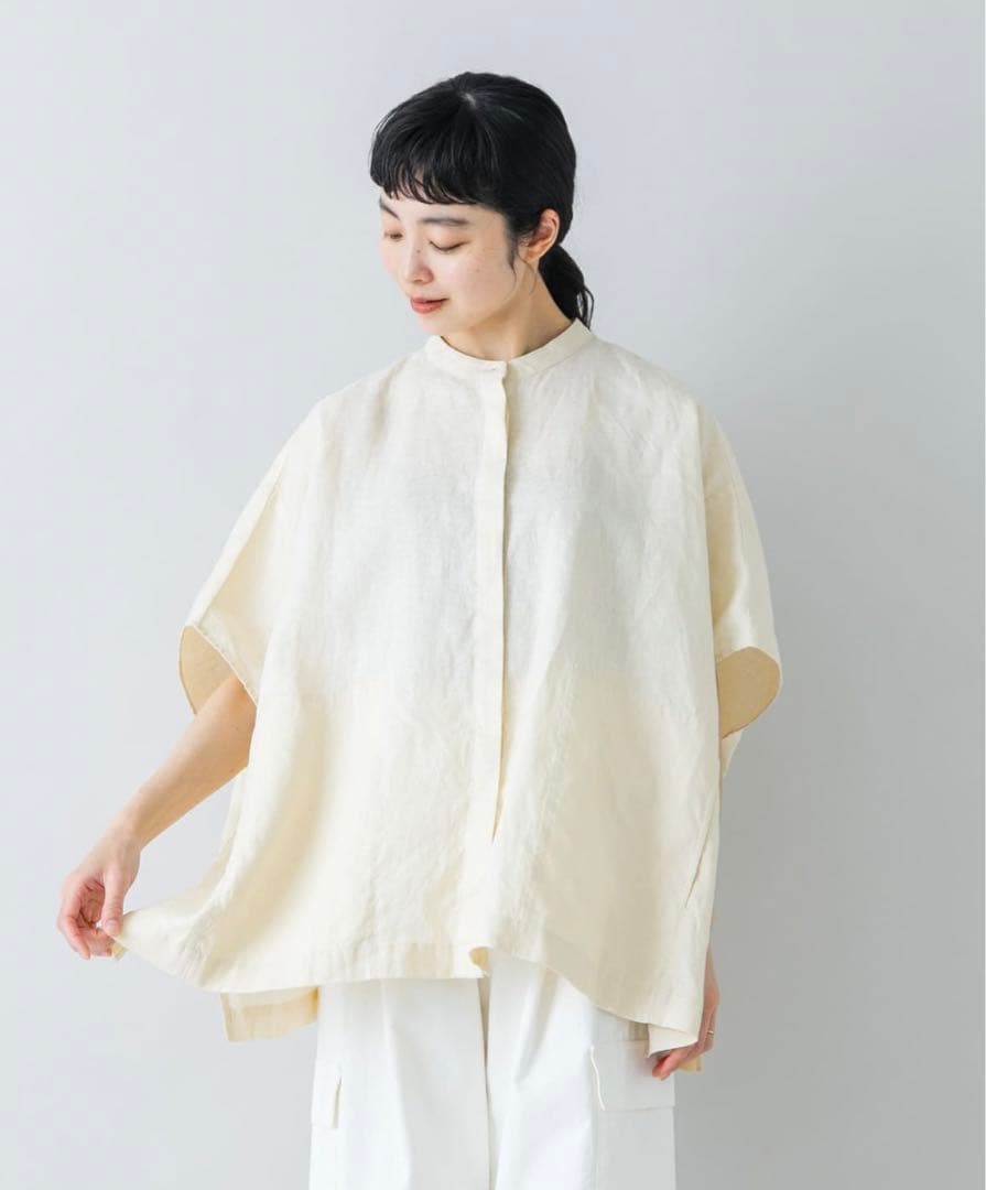 かぐれ リネンスクエアケープシャツ　イエロー　2025SS