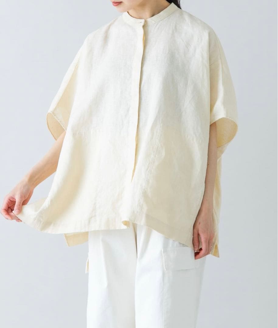 かぐれ リネンスクエアケープシャツ　イエロー　2025SS