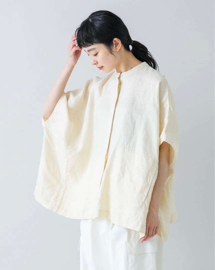 かぐれ リネンスクエアケープシャツ　イエロー　2025SS