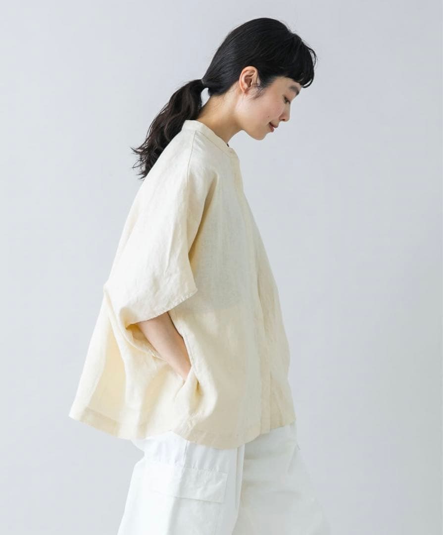 かぐれ リネンスクエアケープシャツ　イエロー　2025SS